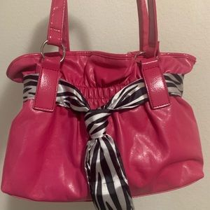 Y2k style pink scrunched bag with zebra tie